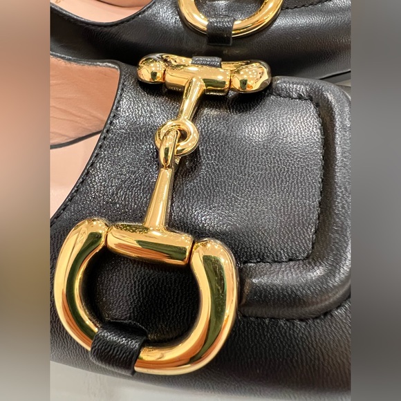 GUCCI Baby horsebit-detailed leather slingback pumps EU:39.5 - Picture 10 of 12